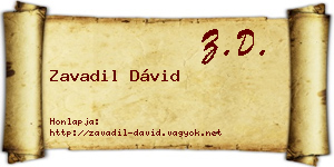 Zavadil Dávid névjegykártya